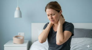 Patient with neck pain seeking cervical spondylosis treatment in Greater Noida.
